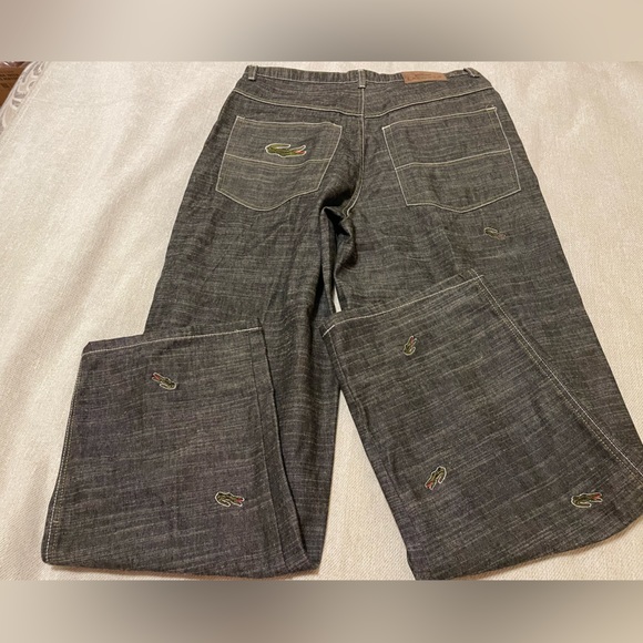 Lacoste oversized jeans black denim with crocodiles size 34x38 - Picture 3 of 16